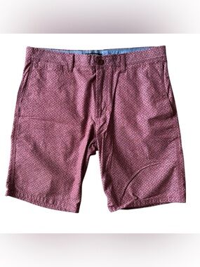 Banana Republic Aiden Short Sz 32X10.5 Tile Print Burgundy Pockets 100% Cotton